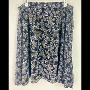 Love & Sadie Womens A Line Skater Skirt Paisley Zip Up Sz XL Boho Artsy